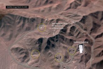Map of the Fordo nuclear site in Iran