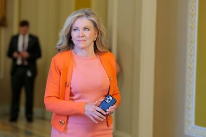 Sen. Marsha Blackburn walks through the U.S.Capitol Building June 16, 2025 in Washington, DC.