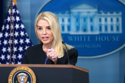 Attorney General Pam Bondi speaks on recent Supreme Court rulings in the briefing room at the White House on June 27, 2025 in Washington, DC.