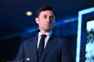 Sen. Jon Ossoff speaks onstage during the John and Lillian Miles Lewis Foundation 2025 Good Trouble Gala at Flourish Atlanta on May 29, 2025 in Atlanta, Georgia.