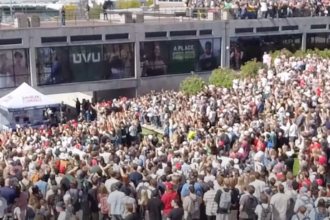 Crowd at Charlie Kirk event at Utah Valley University