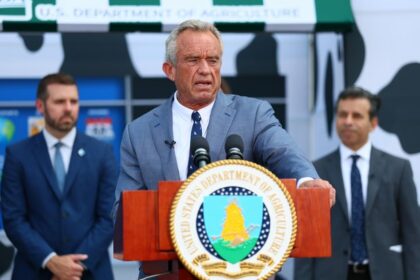 Health and Human Services Secretary Robert F. Kennedy Jr. speaks during a press conference on the steps of the United States Department of Agriculture on July 14, 2025 in Washington, D.C.