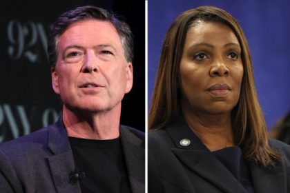 Former FBI Director James Comey and New York Attorney General Letitia James.