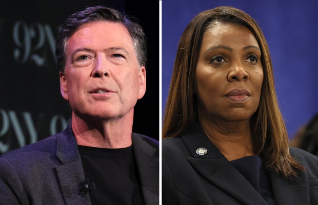 Former FBI Director James Comey and New York Attorney General Letitia James.
