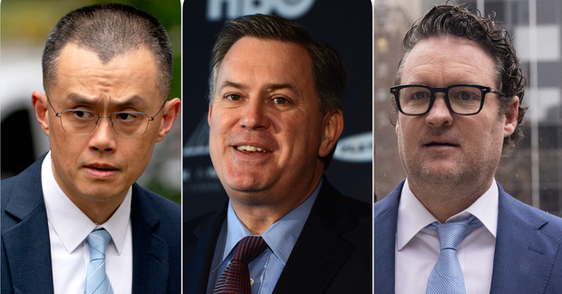 Photos of Changpeng Zhao, Timothy Leiweke, and Trevor Milton