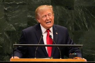President Trump speaks during the 81st session of the United Nations General Assembly at United Nations headquarters, Tuesday, Sept. 22, 2026.