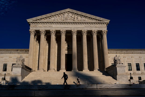 The Supreme Court is seen at day's end on Thursday, Oct. 1, 2026.